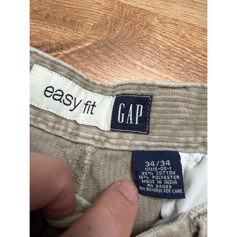 Vintage 90s Men's Gap Easy Fit Wide Wale Corduroy Pants Trousers Pleated 34x34 - Picture 7 of 7